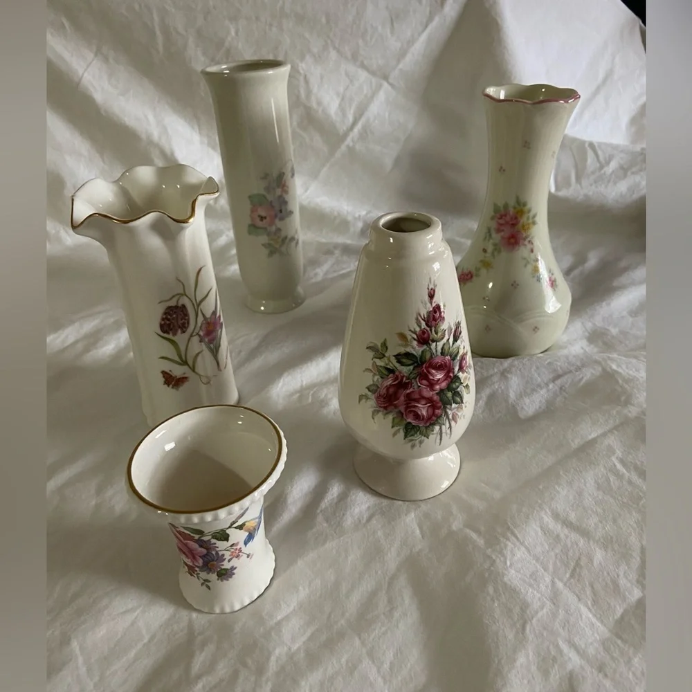 Five Vintage Floral Vases Bundle, Perfect Gifts, Just Ask To Be Split Please